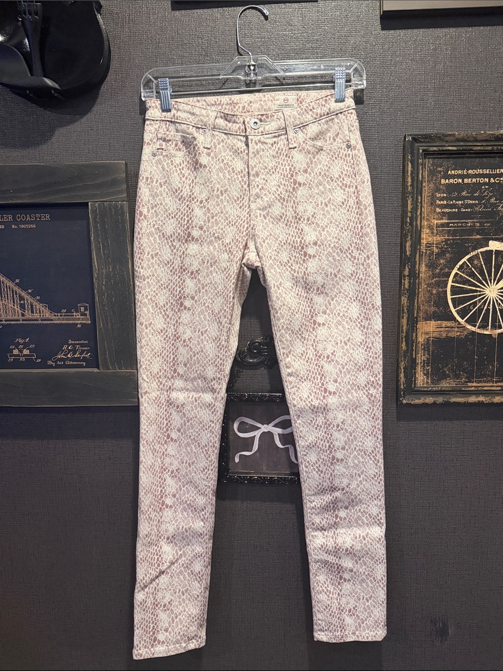 Ag Adriano Goldschmied Women's Straight Leg Jeans in Light Snake Print
